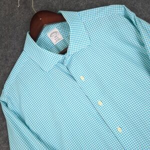 Brooks Brothers Regent Fit Non Iron Cotton Gingham Dress Shirt Mens 17.5